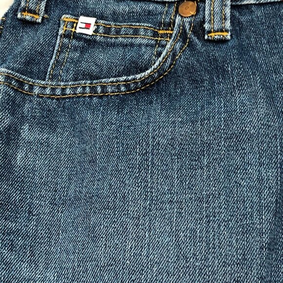 Tommy Hilfiger Jean Pencil Skirt Side Slit Distressed Medium Wash Womens 6 Logo - Picture 7 of 11